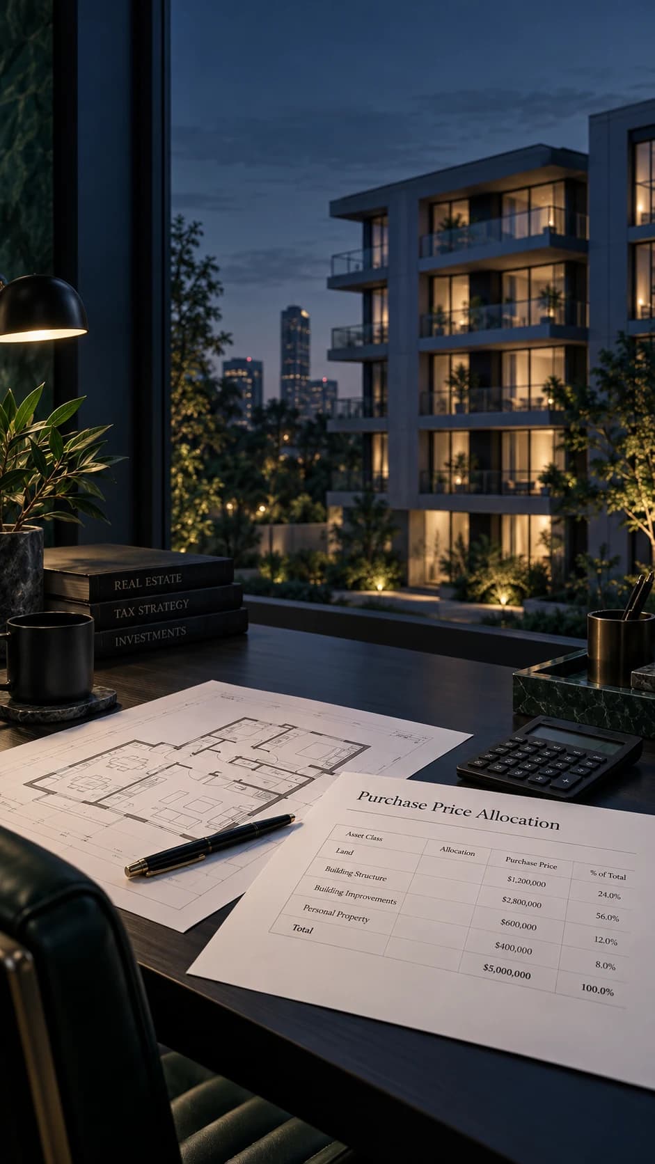 Apartment building, illustrating a purchase price allocation